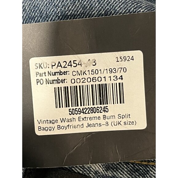 Vintage PrettyLittleThing High-Waist Distressed Blue Denim, Size‎ 4 - Picture 8 of 11